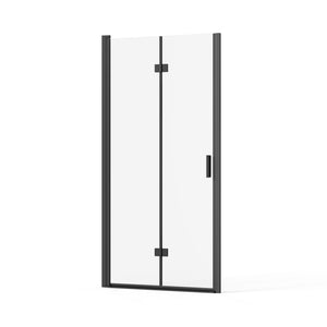 Bifold Frameless Glass Shower Door With Pivot Swing Panel, Tempered Clear Glass