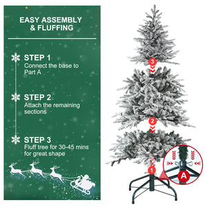 6FT Snow Flocked Artificial Christmas Tree with LED Lights