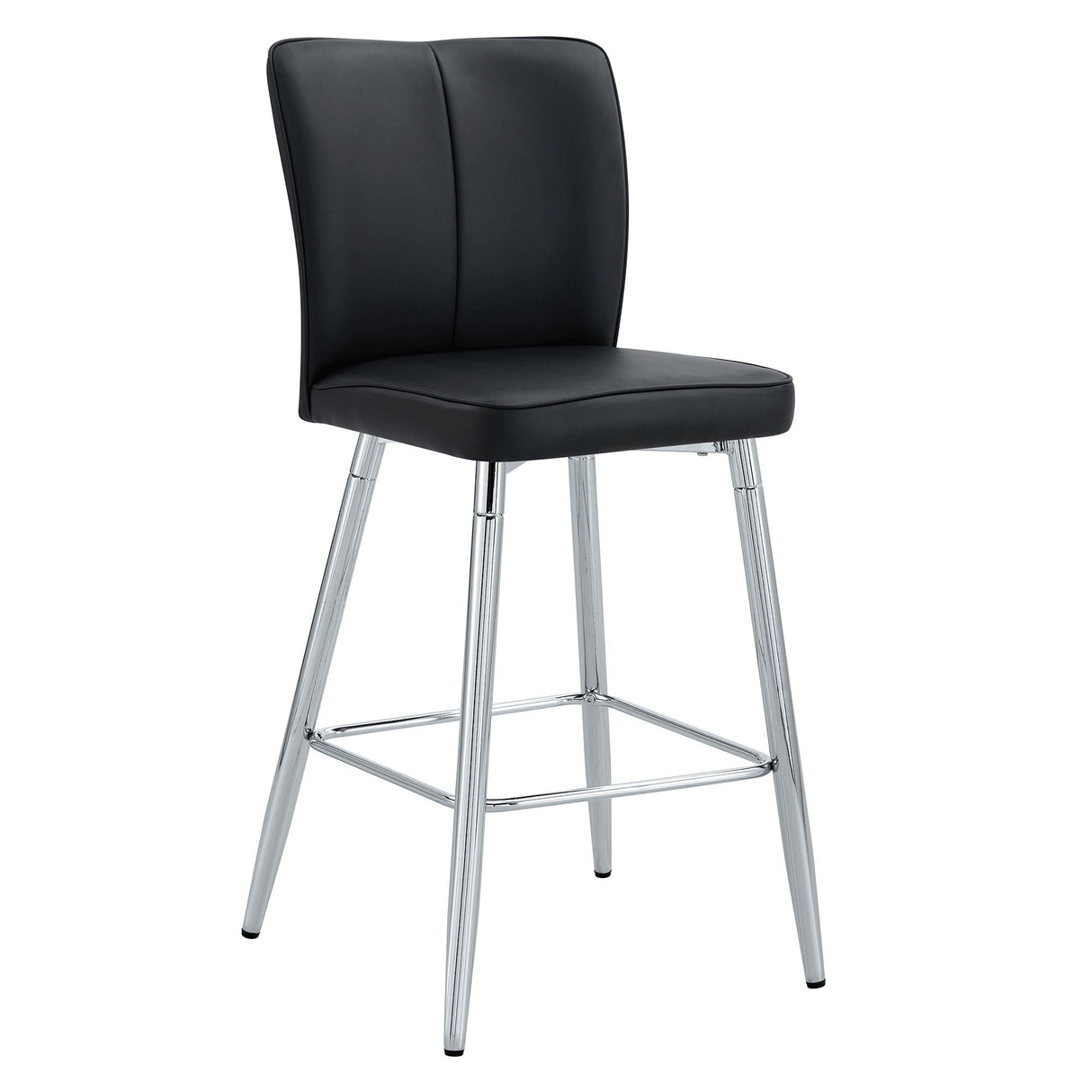 Modern Bar Chair Set with Streamlined Backrest and Metal Legs - 2 Pieces