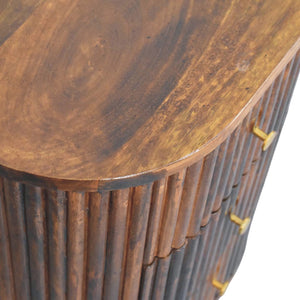 Solid Wood Curved Fluted Bedside Chest