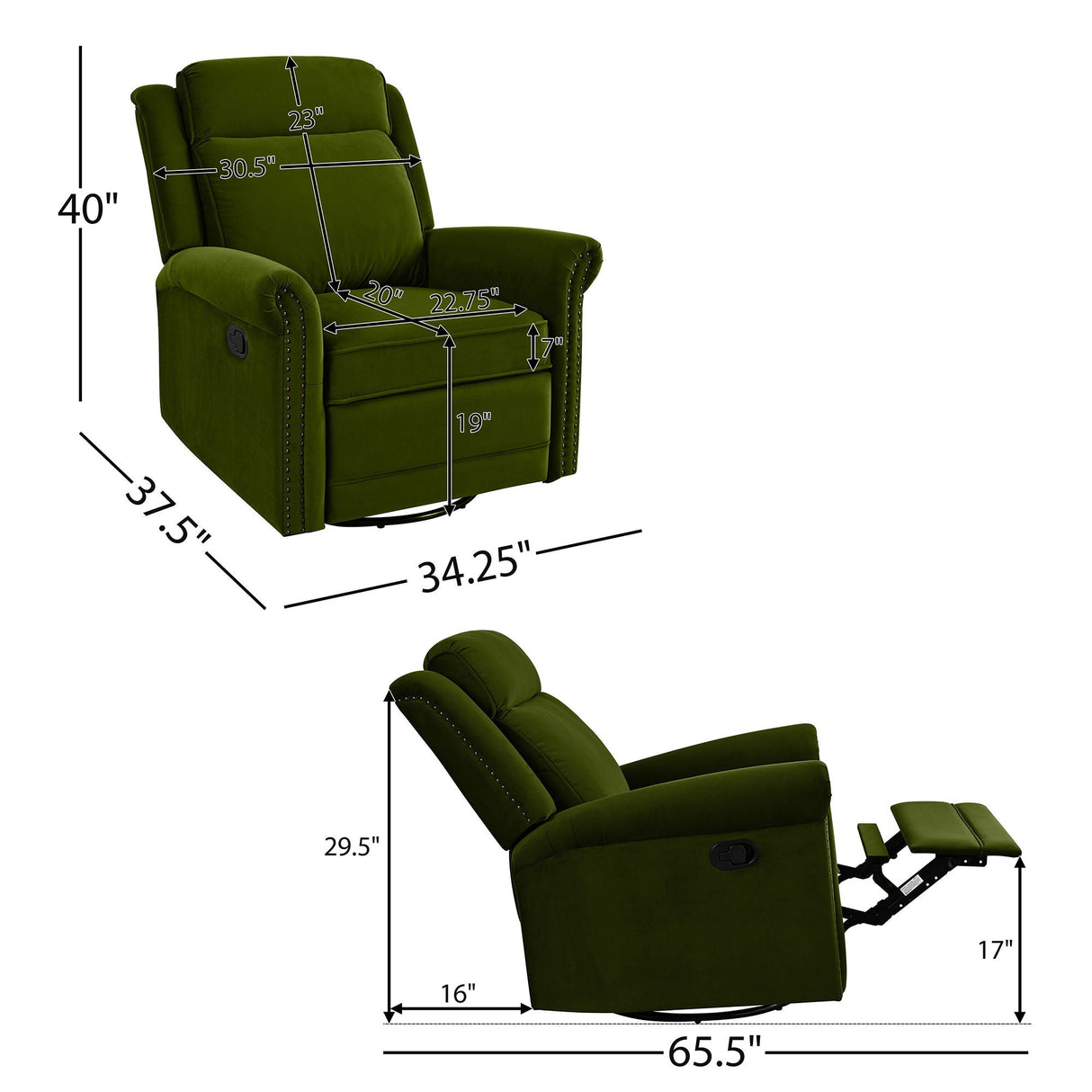 360 Degrees Swivel Recliner Manual Rocking Recliner Home With Adjustable Backrest - Best Buy Furniture