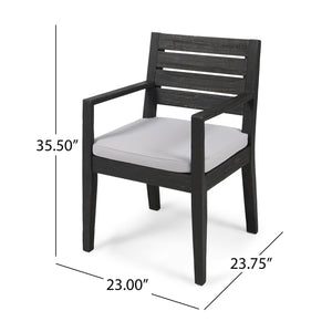 Outdoor Dining Chair Set of 2 with Curved Acacia Wood Arms