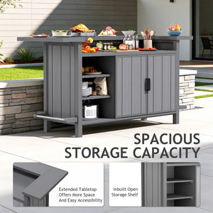 Outdoor Aluminum Grill Cart Resin Bar Cart With Storage