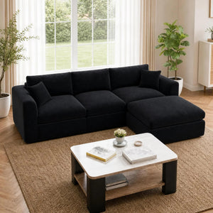 Compressed Modular Sectional Sofa with Ottoman