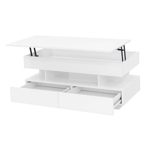 Multi Functional Lift Top Coffee Table With 2 Drawers