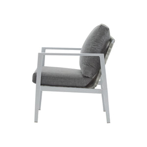 Modern Lounge Chair With Rope Accents And Cushions