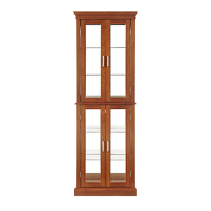 Lighted Curio Cabinet With Adjustable Shelves and Mirrored Back Panel