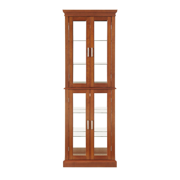 Lighted Curio Cabinet With Adjustable Shelves and Mirrored Back Panel