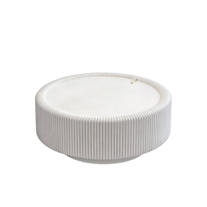 White Round Fluted Coffee Table with Hidden Storage
