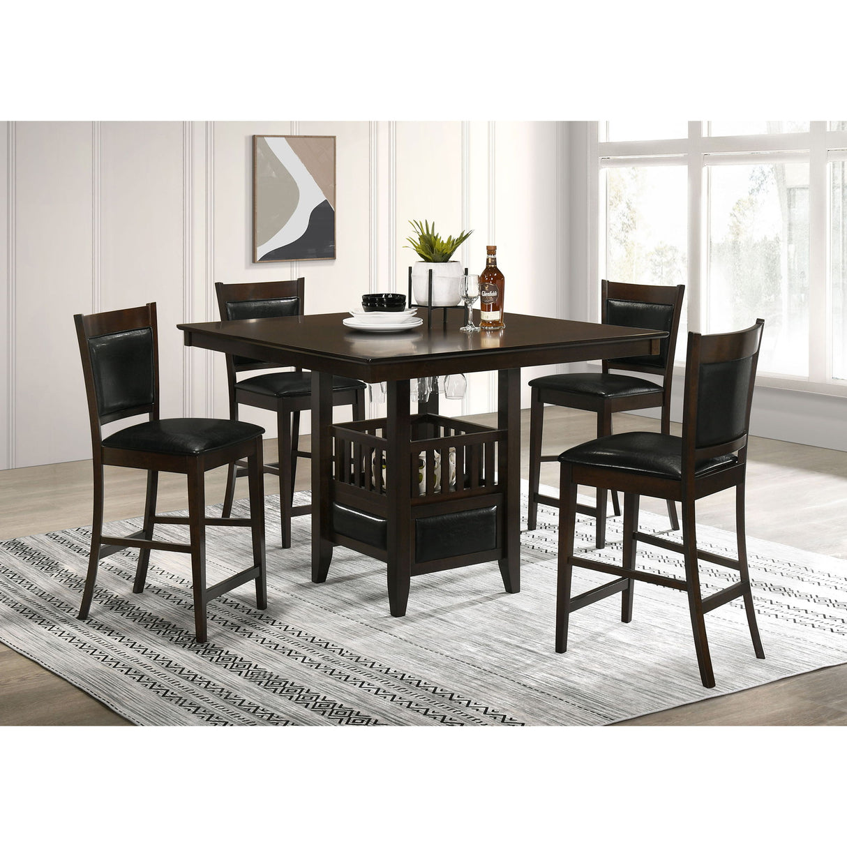 Upholstered Counter Height Stools (Set of 2) - Black / Espresso