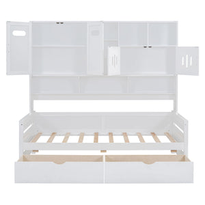 Daybed With All-In-One Cabinet And Shelf