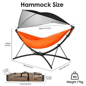 Portable Outdoor Hammock with Quick-Fold Stand and Adjustable Sunshade