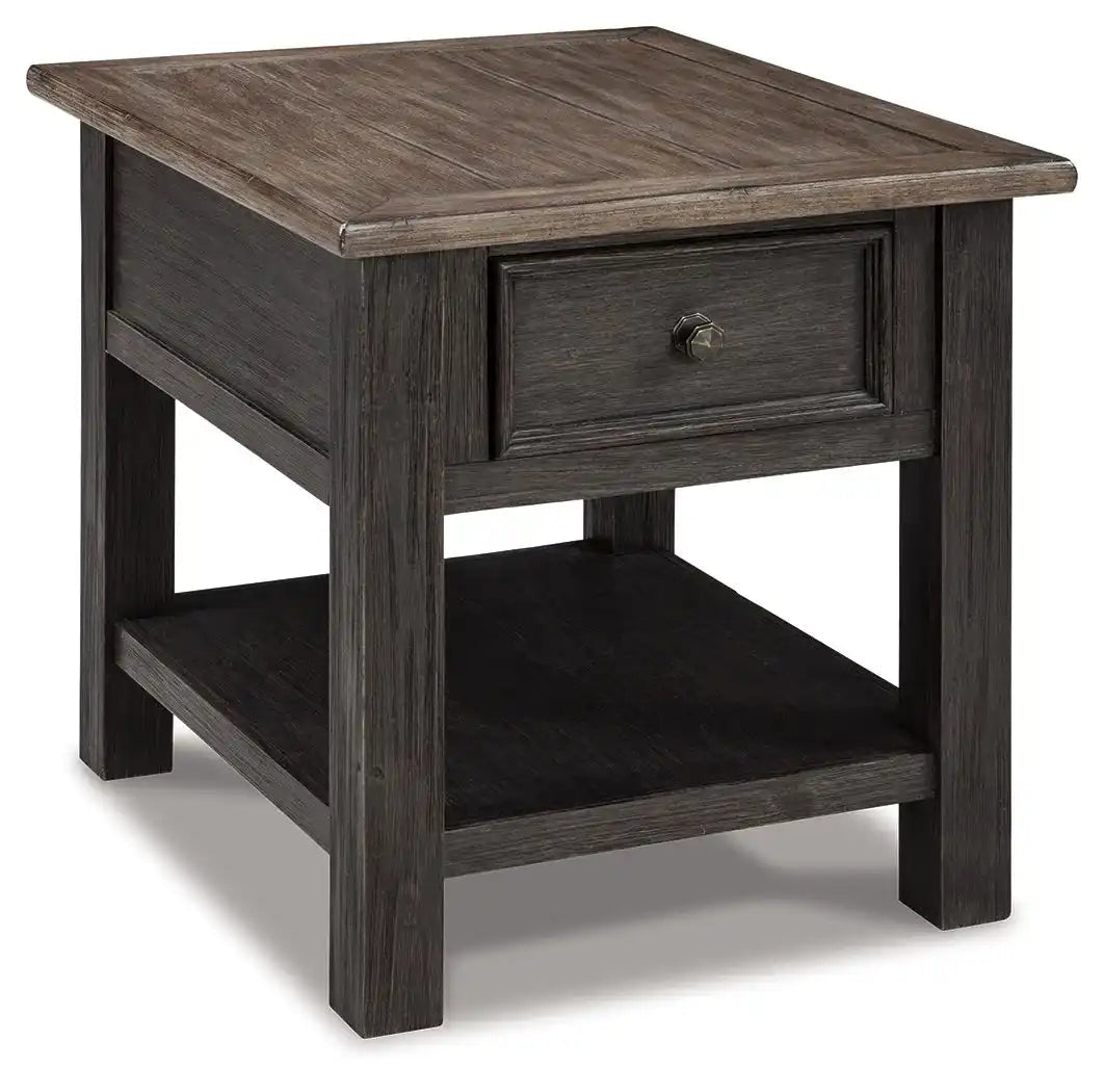 Tyler Creek - Rectangular End Table - Grayish Brown / Black - Best Buy Furniture