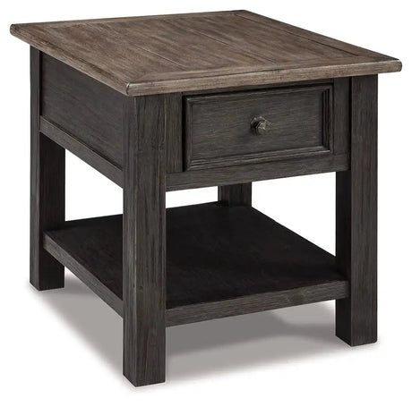 Tyler Creek - Rectangular End Table - Grayish Brown / Black - Best Buy Furniture
