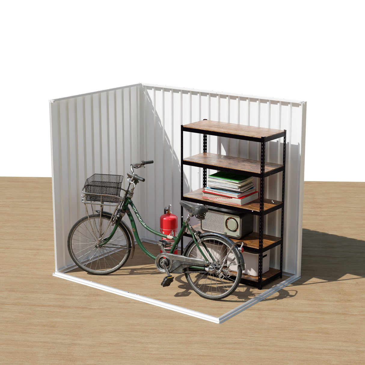 6x4 FT Metal Garden Shed With Hinge Door Pent Roof