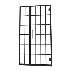 Frameless Pivot Shower Door With Pattern Glass, Open Entry Design