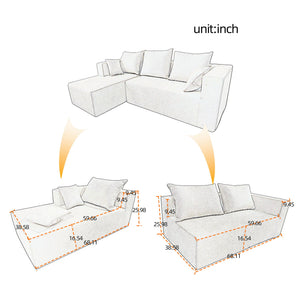 Modular Corner Sofa With Soft Fabric