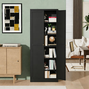 Kitchen Pantry Cabinet With 4 Adjustable Shelves, Heavy Duty Freestanding Organizer