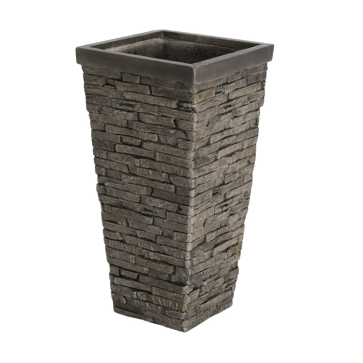Tall Stone-Effect Square Planter