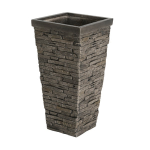 Tall Stone-Effect Square Planter