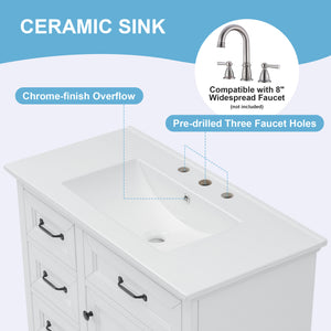 36-Inch Bathroom Vanity with Ceramic Sink Top