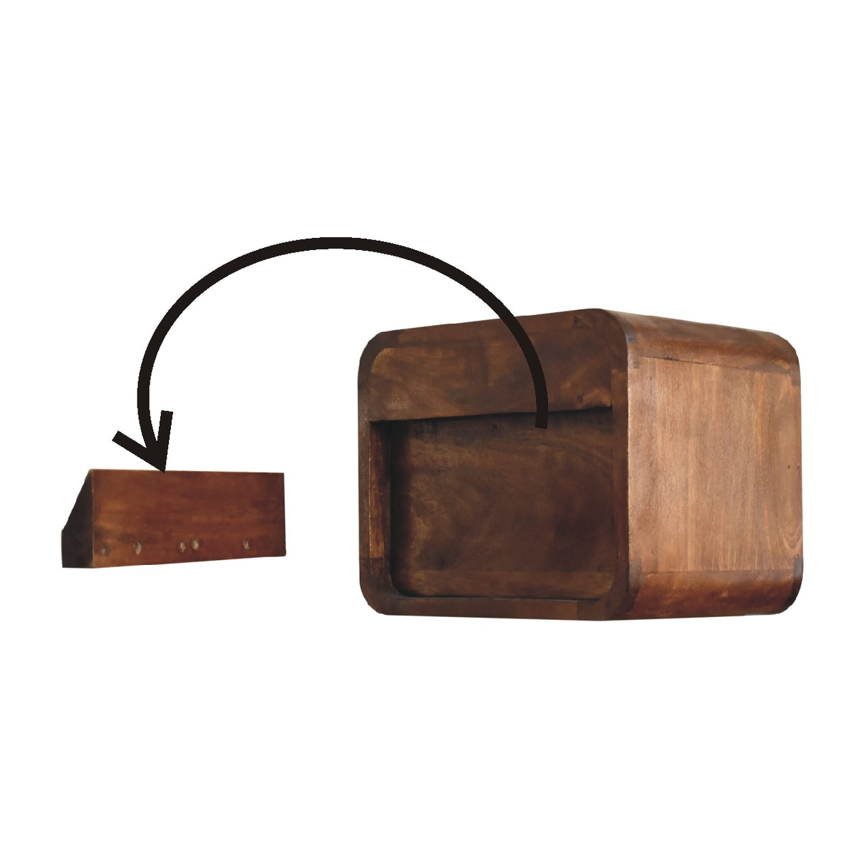 Solid Wood Floating Mini Nightstand, 2-Drawers, Chestnut