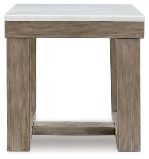 Loyaska - Square End Table - Brown / Ivory - Best Buy Furniture