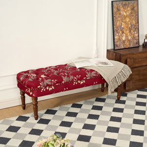 European Style Tufted Floral Bench