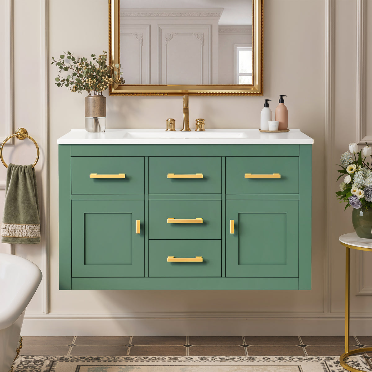 36'' Wall Mounted Bathroom Cabinet – French Style Bathroom Vanity