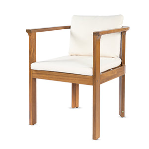 Outdoor Dining Chair Set of 4 with Curved Acacia Wood Arms