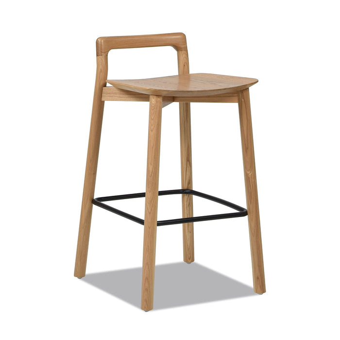 Modern Minimalist Low Back Counter Stool with Ergonomic Footrest - Natural Blonde Ash