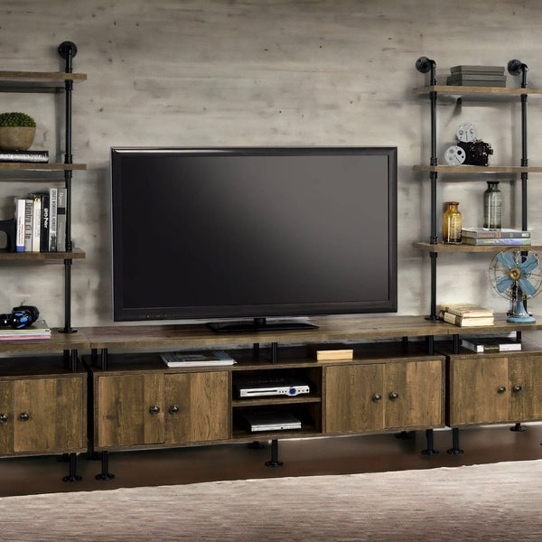 Ensata II - TV Stand - Rustic Oak / Black - Best Buy Furniture