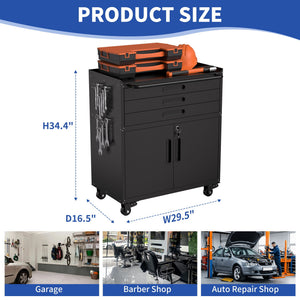 Rolling Tool Cabinet Heavy Duty Garage Storage With Lockable Doors