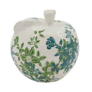 Set of 2 Floral Ceramic Pear and Apple Decor