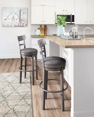 Caitbrook - Tall UPH Swivel Barstool - Gray - Best Buy Furniture