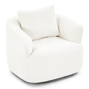 360° Swivel Barrel Sofa Chair With Throw Pillow, Upholstered Accent Chair