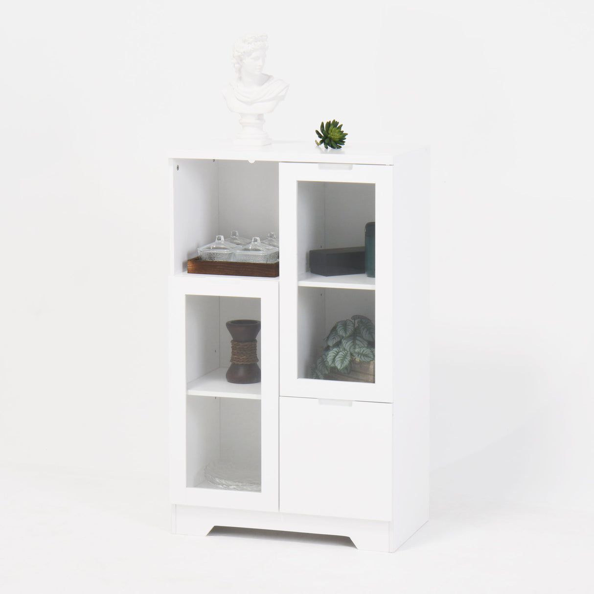 Modern Cabinet With Glass Doors And Drawer