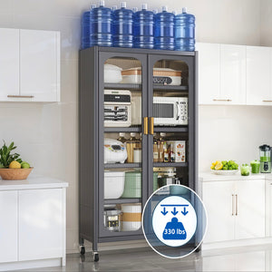Open-Door Kitchen Shelving Floor-to-Ceiling Storage Cabinet