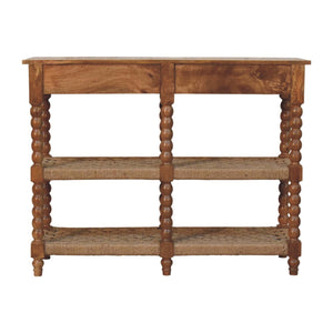 Solid Wood Spindle Woven Console