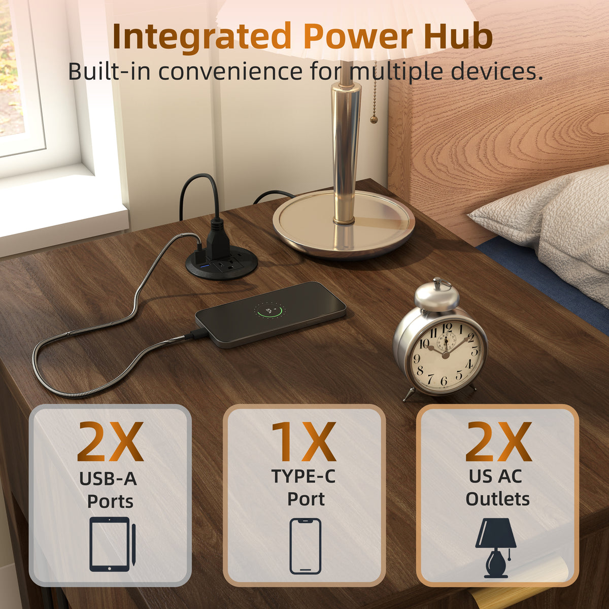 Dog Crate End Table with Charging Station and Storage