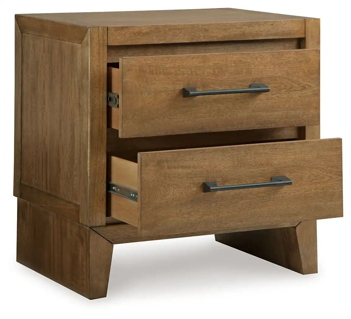Sherbana - Two Drawer Night Stand - Light Brown - Best Buy Furniture
