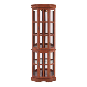 Corner Curio Cabinet With 5 Shelves And Lighting System