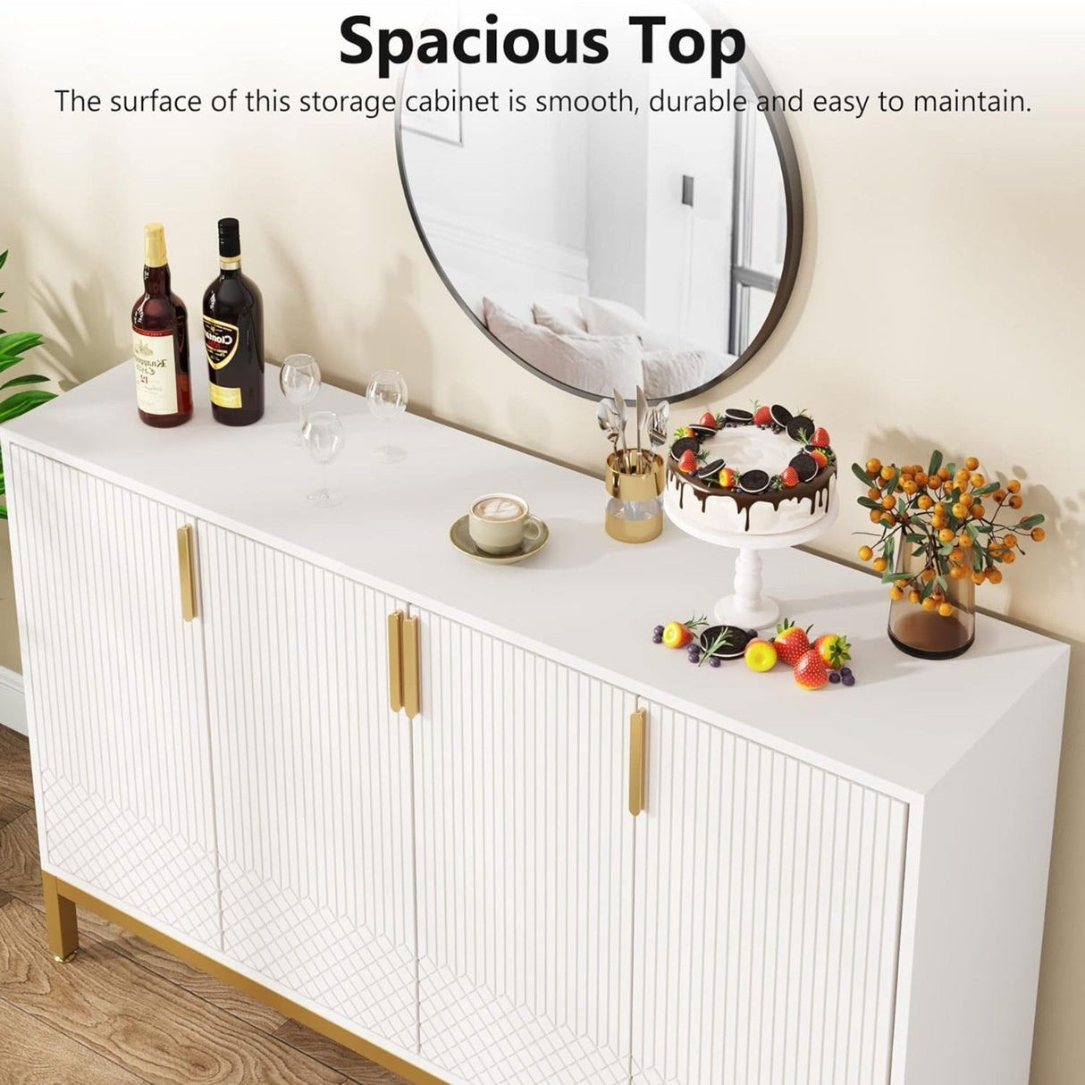 Buffet Sideboard Cabinet With Geometric Doors