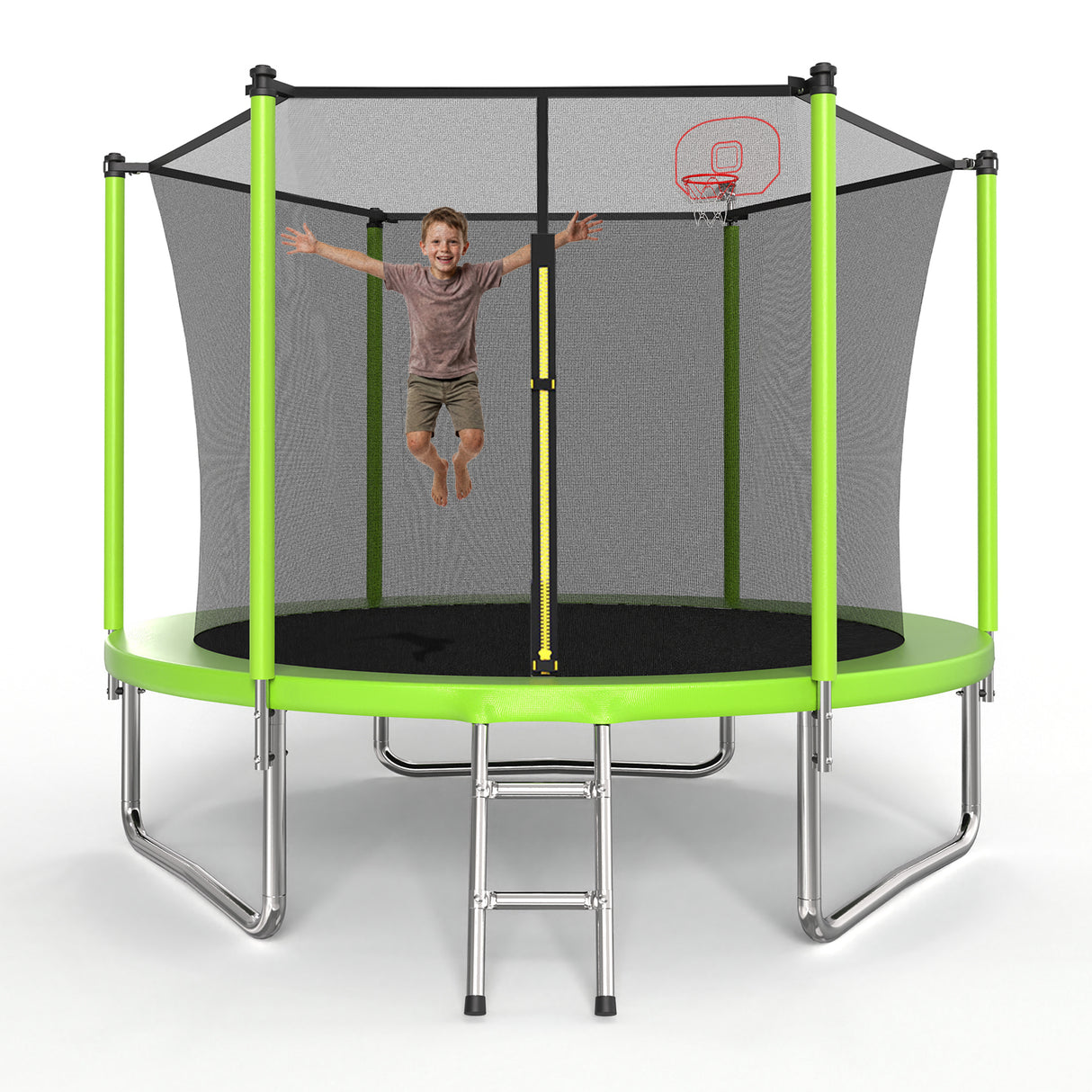 10FT Trampoline with Basketball Hoop and Ladder