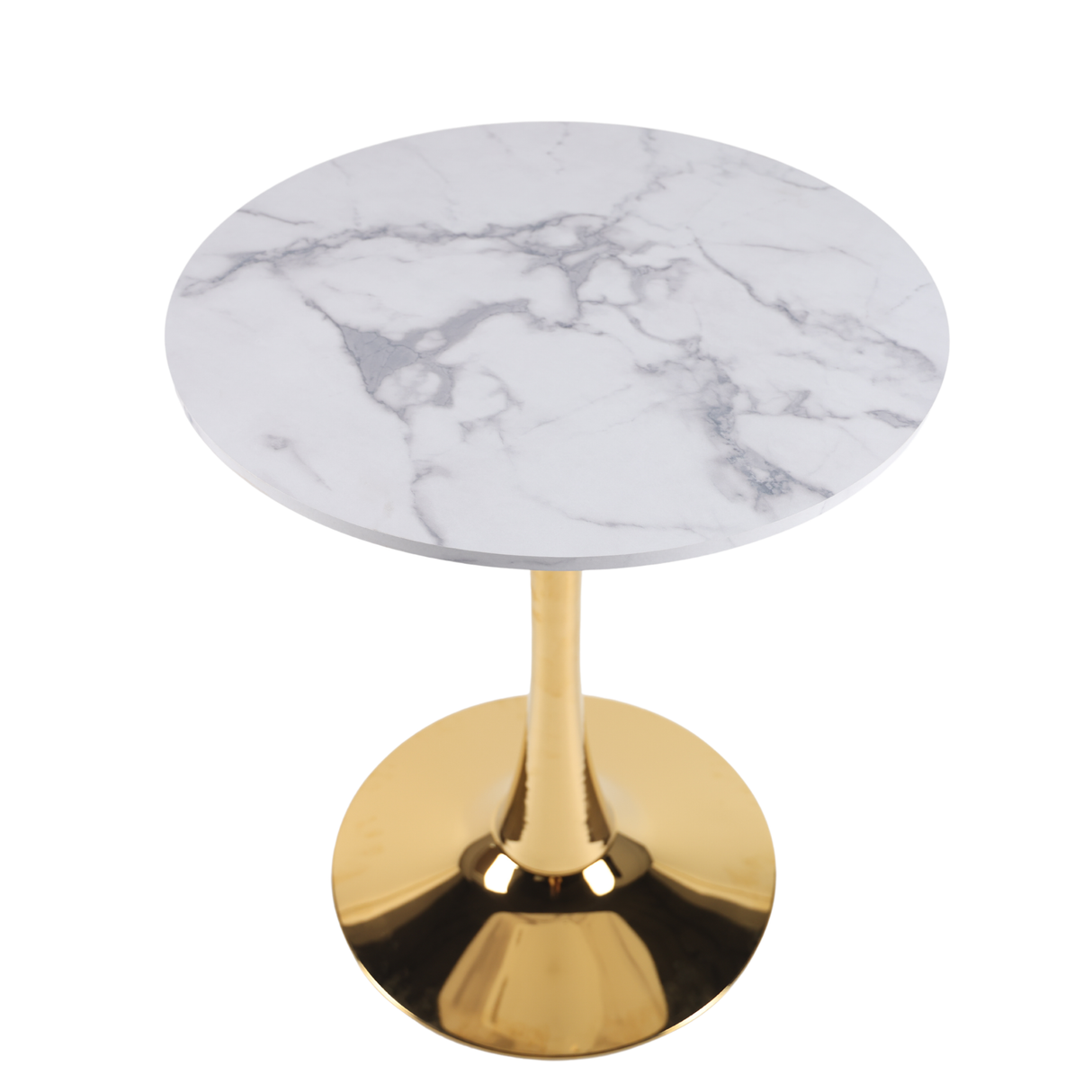 White Marble Tulip Dining Table with Golden Legs
