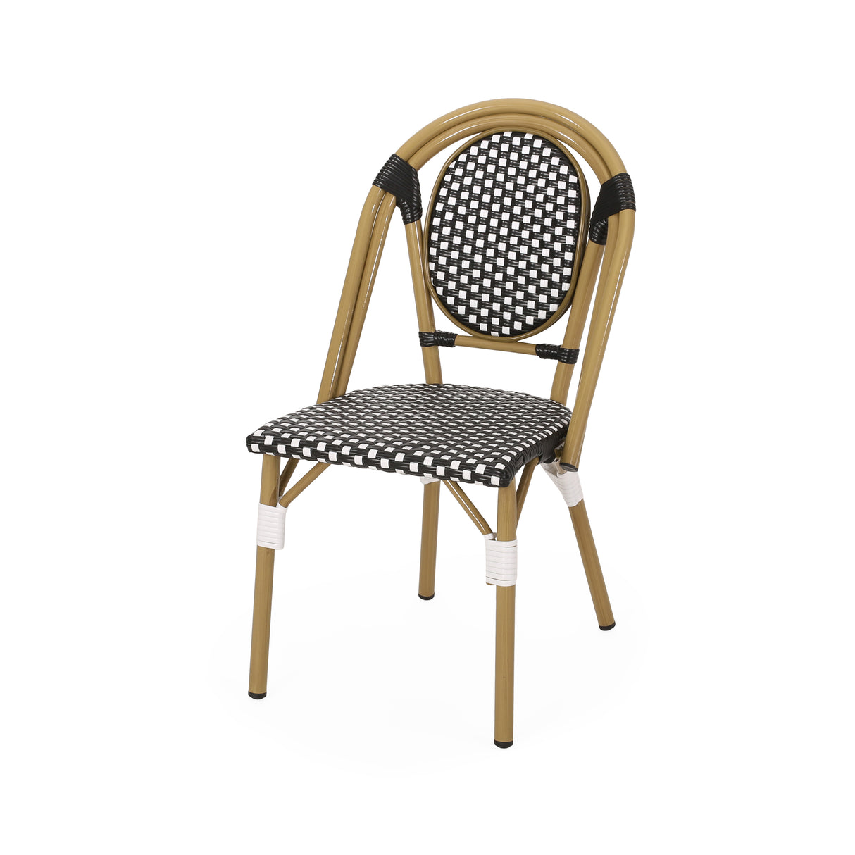 Outdoor PE Rattan and Aluminum French Bistro Chair, Set of 2