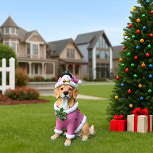 Christmas Golden Retriever Statue