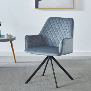 Modern Desk Chair No Wheel, Ergonomic Office Chair Home Office Upholstered Chair, Computer Chair For Bedroom, Reception Room, Living Room With Metal Legs - Blue