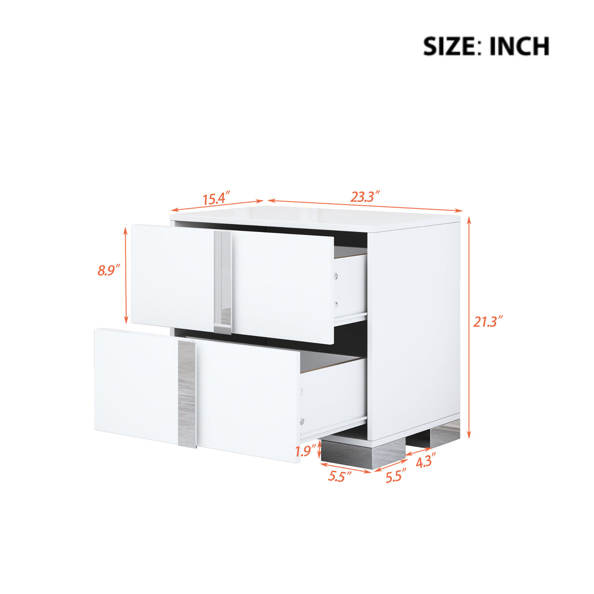 Elegant Nightstand with Metal Foot