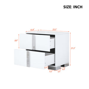 Elegant Nightstand with Metal Foot